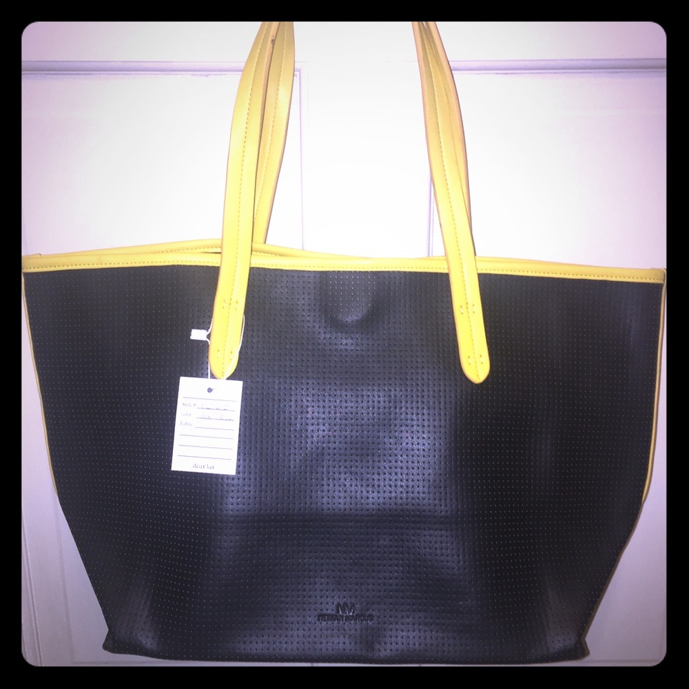Neiman Marcus By Deux Lux Black & Yellow Tote